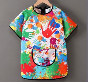 Delantal de algodón impermeable de manga larga para niños, con impresión de logotipo personalizado, babero lavable para comer/pintar, cubierta para niños - Product Image 1