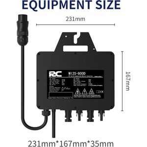 RC Microinverter 800 W, Ingresso DC 26-60V, Inverter Solare MPPT Convertitore di Immissione in Rete Micro con Monitoraggio WiFi - Product Image 2