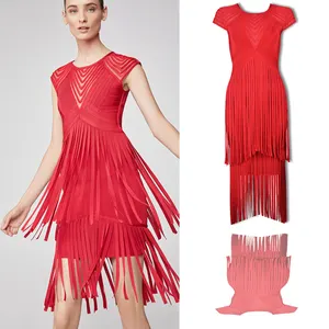 ロマンチックな女性の新しいファッション赤いタッセルストラップレス包帯ミニクラブドレスパーティーイブニングドレスカジュアルドレスセクシー & クラブ