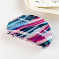 Pince à cheveux coréenne haut de gamme à rayures irisées, élégante, faite à la main en PVC, pince requin, accessoire capillaire pour femme, vente en gros