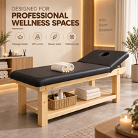 Table de massage en bois massif, stationnaire, pour soins de beauté, lit de massage pour SPA, salon, clinique, hôtel, thérapie de massage facial