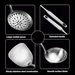 Kitchenware Cooking Utensils Cook Soup Ladle Spoon Fork Set 10 Piece Cooking <b>Tools</b> Stainless Steel Kitchen Utensils - Product Image 2