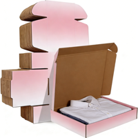 Boîte d'expédition postale en carton ondulé rose personnalisée pour vêtements, emballage cadeau avec impression de logo