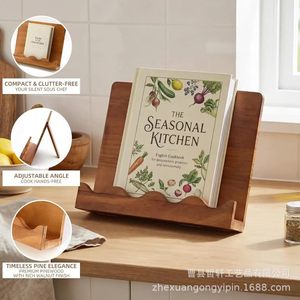 Wooden Kitchen Menu Display Rack Desktop Book Holder Adjustable Angle <b>Tablet</b> <b>Stand</b> <b>For</b> Cooking Books And Recipes - Product Image 2