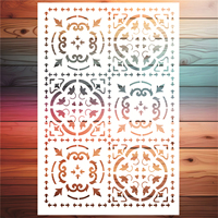 Pochoir Mandala Grand Format 15,7x23,6 Pouces, Réutilisable, pour Peinture DIY Murale, Décoration Intérieure et Extérieure