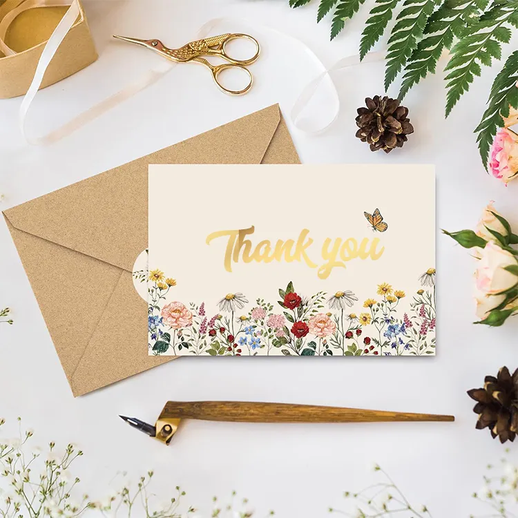 Custom New Design Full Color Printed Custom Design Greeting Card Thank You Card