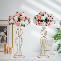 Support à fleurs en fer doré de luxe européen, centre de table de mariage et décoration de fête, support à fleurs avec un design élégant en spirale