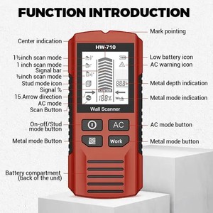 HEDAO HW-710 Multifunctional Metal&<b>Wall</b> <b>Detector</b> Handheld Stud Finder AC Cable <b>Wires</b> Depth Tracker <b>Wall</b> Scanner - Product Image 5