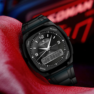 CHAXIGO 6137 Orologio <span class=keywords><strong>da</strong></span> <span class=keywords><strong>Uomo</strong></span> <span class=keywords><strong>di</strong></span> Marca alla Moda, Luminoso, Impermeabile, in Acciaio Inossidabile, Quadrante Quadrato, Display Digitale Doppio, Orologio al Quarzo - Product Image 5