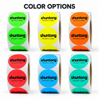 Étiquettes adhésives personnalisées pour articles de première nécessité, impression couleur fluorescente, découpe à la forme, étiquettes rondes en rouleau