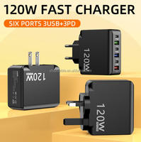 Bloque de cargador USB C PD 20W QC 2,0 Cargador rápido USB 5 puertos Reino Unido UE EE. UU. Enchufe de pared Carga de viaje para iPhone 13 14 15 16
