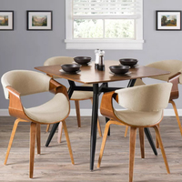 Chaise en bois rembourrée sans accoudoirs pour salle à manger, restaurant, salon, avec siège en cuir PU, chaise de salle à manger