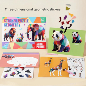 Jouet éducatif en papier pour enfants, <span class=keywords><strong>collage</strong></span> géométrique 3D fait à la main, pour la maternelle, <span class=keywords><strong>puzzle</strong></span> créatif, jeu de bricolage, autocollants, apprentissage précoce - Product Image 2