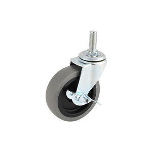 Gray TPR Swivel Caster With Brake 3 Inch Silent Industrial Casters For Office Chairs Shelves Trolleys - Product Image 1