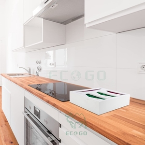 Organizador moderno de bolsas Ziplock de bambú: Almacenamiento de cajones de cocina para contenedores de alimentos de varios tamaños - Product Image 2