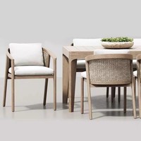 Meubles de patio en teck de style nordique moderne, tables et chaises d'extérieur imperméables pour la salle à manger, les cours, les hôtels, les restaurants, les villas