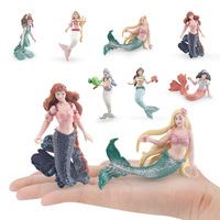 Modèle de poupée de conte de fées transfrontalier pour enfants, figurines de sirène, de requin et d'humains, décorations de scène océanique pour le développement cognitif