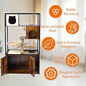 Houten Dierenhuis Moderne Kat Toren <span class=keywords><strong>Condo</strong></span> Met Kattenbak Behuizing Voor Indoor Kattenhuis Boom - Product Image 5