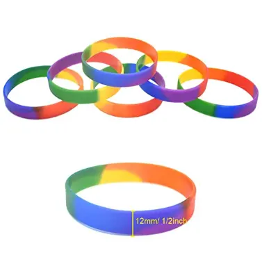 Rainbow Rubber Wristband Silicone Bracelet for LGBTQ Cause Parties LGBT Lesbian Rainbow Wristband Silicone Sports Bracelets