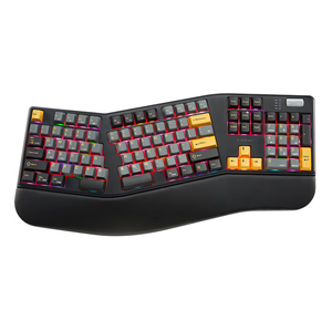 Teclado mecánico ergonómico Split Tri-Mode inalámbrico (2,4 GHz y Bluetooth) y con cable, junta de <span class=keywords><strong>104</strong></span> teclas para oficina y juegos - Product Image 1