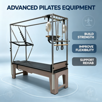 MJD M201C Cadillac Maple Wood Pilates Reformer, boîte en bois durable, portable, pour la maison, usage commercial, yoga, fitness, musculation