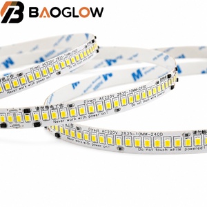 Tira de LED SMD2835 de 10 cm, 240 LED/m, AC220V, 20W/m, 10 mm, 25/50 PCB de Cobre Electrochapado, 3000k/4000k/6500k, Luz Flexible para Oficinas - Product Image 2