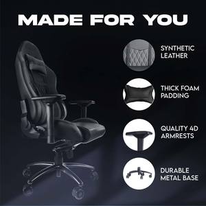 Vente en gros Siège de style voiture de course haut de gamme Chaise d'ordinateur pour salle de séjour Chaise de jeu ergonomique pivotante 4D avec accoudoirs - Product Image 3