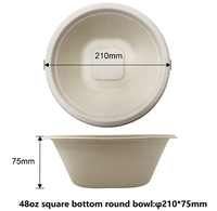Bol en bagasse de canne à sucre à fond carré de 48 oz, en fibre végétale, pour la restauration