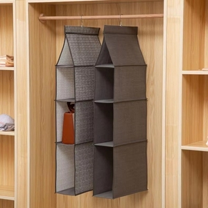 Classic Design Printed Non-Woven Density Board Folding Door <b>Wardrobe</b> <b>Hanging</b> Bag 50L Capacity Breathable Portable Home Storage - Product Image 1