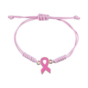 Pulsera de Lazo Rosa Ajustable Hecha a Mano para Mujer, Pulsera con Dijes de Moda, Regalo para Sobrevivientes de la Salud - Product Image 1