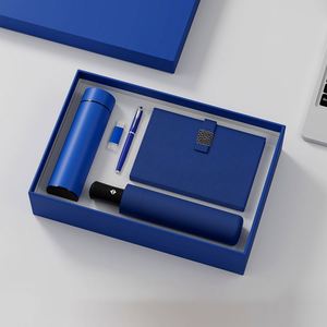 Set de Regalo Corporativo de Lujo: Cuaderno de Cuero PU Azul, Bolígrafo, Paraguas y Termo, Artículos Promocionales para Empresas - Product Image 3