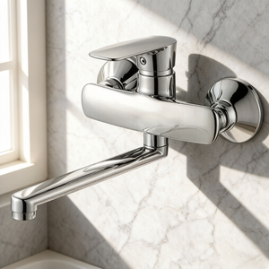 Robinet de baignoire en alliage de zinc avec combinaison eau froide et chaude, double trou, montage mural, universel, pour hôtel, appartement, salle de bain - Product Image 3