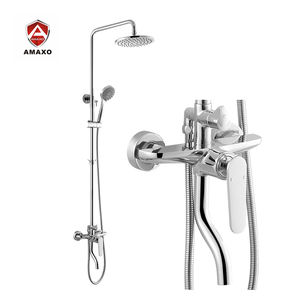 AMAXO - Juego <span class=keywords><strong>de</strong></span> Grifería Contemporáneo <span class=keywords><strong>de</strong></span> Latón Pulido con Doble Manija <span class=keywords><strong>para</strong></span> <span class=keywords><strong>Baño</strong></span> y Cocina, Mezclador <span class=keywords><strong>de</strong></span> Agua Fría/Caliente, <span class=keywords><strong>Kit</strong></span> Deslizante <span class=keywords><strong>para</strong></span> Apartamento/Hotel - Product Image 1