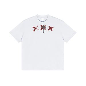 T-shirt à manches courtes en coton lourd avec logo graphique TKAN642D pour homme, style décontracté surdimensionné, impression sérigraphique, tricot gaufré - Product Image 2