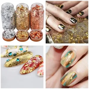 1 <b>Box</b> Glitter Nail Art Foil Paper Makeup Jewelry Irregular Shiny Foil Leaf Gold Flakes Nails DIY Stickers Manicure Decorations - Product Image 6