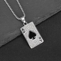 Collier Pendentif As de Pique Hip Hop Bar Rap Poker 2026 pour Hommes, Bijou Tendance en Acier Inoxydable Plaqué Or 18K Étanche