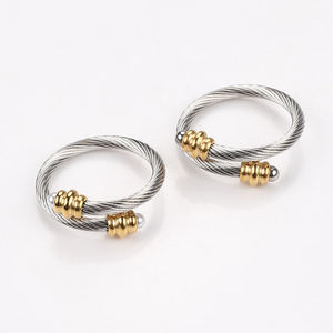 Bague réglable en acier inoxydable plaqué or 18 carats, bijoux de mode pour femmes et hommes - Product Image 1