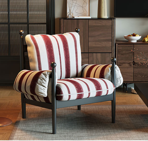 Sedia Relax di Lusso Personalizzata Lin's Home in Stile Antico Rosso e Nero, Poltrona Reclinabile in Legno Massello Stile Retrò Francese 68x66cm - Product Image 3
