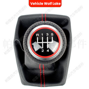 Pareo – pommeau de levier de vitesse en cuir, 5 vitesses, coutures rouges, ergonomique, pour Volkswagen Audi A4 B6 2002 2009 - Product Image 3