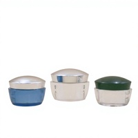 Pots cosmétiques en plastique PS transparent à double paroi de 30g et 50g avec couvercles, pour crème visage et contour des yeux, impression sérigraphique, logo personnalisé