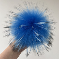 Pompon en fourrure de raton laveur véritable, moelleux, pas cher, taille personnalisée 15 cm, couleurs arc-en-ciel, pompons en fourrure de raton laveur pour chapeaux