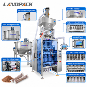 Machine d'emballage multi-voies 6 pistes pour sachets de poudre de café moulu instantané 3 en 1 (épices, thé, protéines, <span class=keywords><strong>lait</strong></span>, nutrition) - Product Image 4