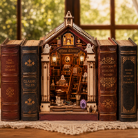OCHOICE Venta al por Mayor: La Biblioteca Fantasma, Rompecabezas 3D de Madera, Casa de Muñecas en Miniatura con Luz LED para Decoración del Hogar, Set de Regalo