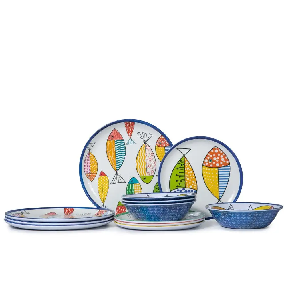 Festa di famiglia uso popolare design moderno melamina dinnerware set con scatola regalo di imballaggio