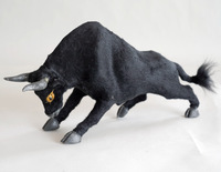 Modèle de taureau de rodéo réaliste et détaillé, modèle de taureau de combat réaliste et éclatant, fait main en fausse fourrure, ornement animalier pour la maison et la ferme, pour la table