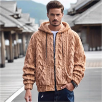 Pull à capuche en laine d'agneau pour homme, modèle hiver 2026, épais, mi-long, coupe ajustée, pour jeunes garçons