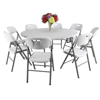 Table pliante en plastique, forme ronde, 180 CM, Table pour Banquet, mariage, chaises pour événements, vente en gros, livraison gratuite