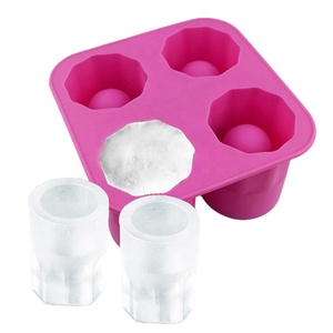 Molde de silicona al por mayor de fábrica con 4 orificios para cubitos de hielo, bandeja para cubitos de hielo para bebidas, ideal para vasos Stanley Cup - Product Image 1