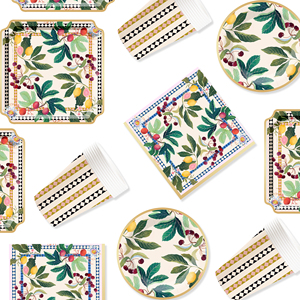 DAMAI Fruit Theme Party Decoration with Lemon Cherry Disposable Party <b>Paper</b> Plate Cup Napkin Tableware Set for Kid Party - Product Image 4