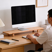 Support d'écran en bois massif personnalisé avec pieds œuf, étagère de rehausseur d'écran d'ordinateur de bureau pour le bureau et la maison